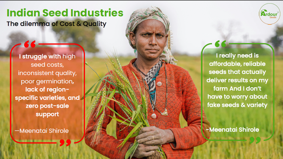 Farmer discussing seed challenges